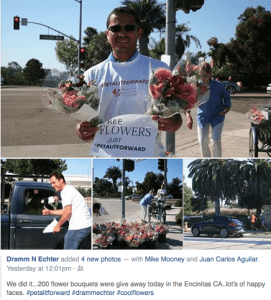 In Encinitas, California, Dramm and Echter gave away 200 bouquets, a feat the company shared on social media. The grower also partnered with other industry members, including the San Francisco Flower Mart, for Petal It Forward efforts. 