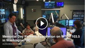 Top-rated radio station WTOP 103.5 in Washington, D.C., invited The Memorial Day Flowers Foundation for live, on-air interview on Memorial Day. The foundation’s founder, Ramiro Peñaherrera, was joined by Boy Scout volunteers, including Raphael Sogueco and Jack Bacarra of Troop 976 in Vienna, Virginia. Sogueco is the son of Renato Sogueco, the Society of American Florists’ chief information officer.