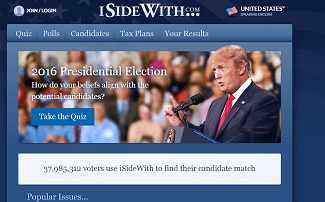 image of the website I Side With