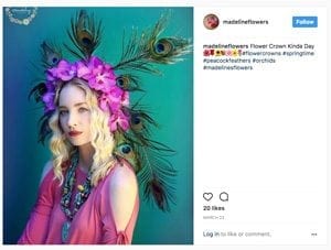 “Flower crowns are our No. 1 seller,” said Lacee Bilke, who runs Madeline’s Flowers in Edmond, Oklahoma with her mother, Barbara, and twin sister, Lenzee. “People want them for prom, weddings, senior photos, maternity photos, family photos, etc.”