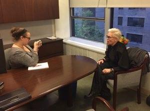 meeting with Kelli Ellis (right) Kelli Ellis (right) records an impromptu video with an editor at American Spa, to be used in the publication’s digital channels to reach its readership of nationwide spa owners.
