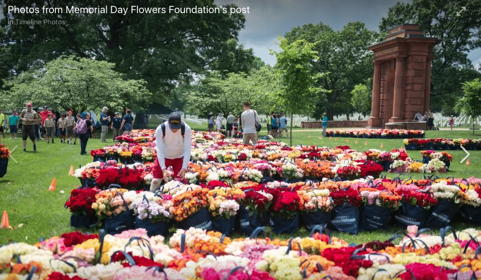 The Memorial Day Flowers Foundation organized 210,000 flowers at Arlington National Cemetery this week and nearly 250,000 stems at 41 other U.S. cemeteries — a feat director Ramiro Peñaherrera credits to support from flower growers in the U.S. and abroad, wholesalers, community groups and a growing roster of corporate sponsors