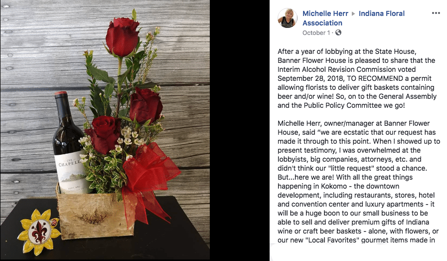 Indiana Florist Lobbies For New State Alcohol Permit