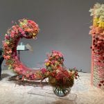 Katharina Stuart, who represented the United States at the competition, works to complete her “architectural creation.” Read more about Stuart in the February issue of Floral Management.