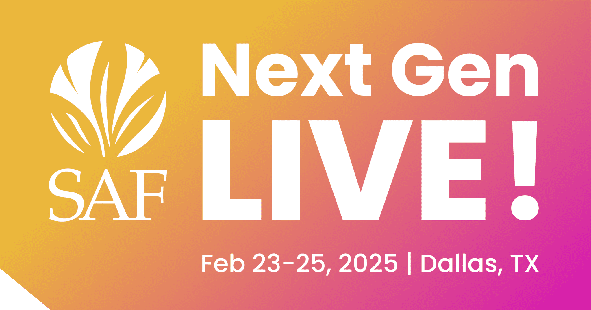 NextGenLive_horizontal_live white SAF Miami 2024 Annual Convention Logo